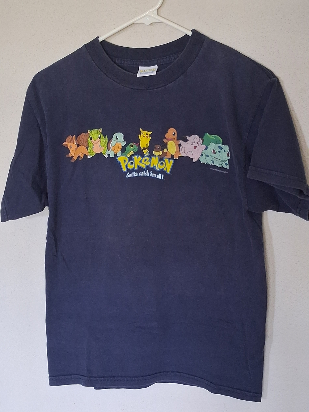 Vintage 90s Pokemon Navy Short Sleeve Tee with Pikachu & Original Starters